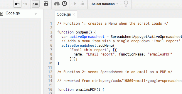Screenshot of the code