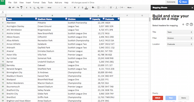 Building the map from Google Sheets