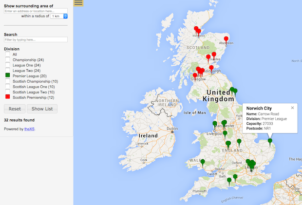 Filtered Google Map