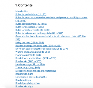 Highway Code pages on on National Archives