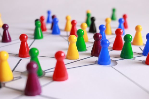 A game board representing strategic links between people.